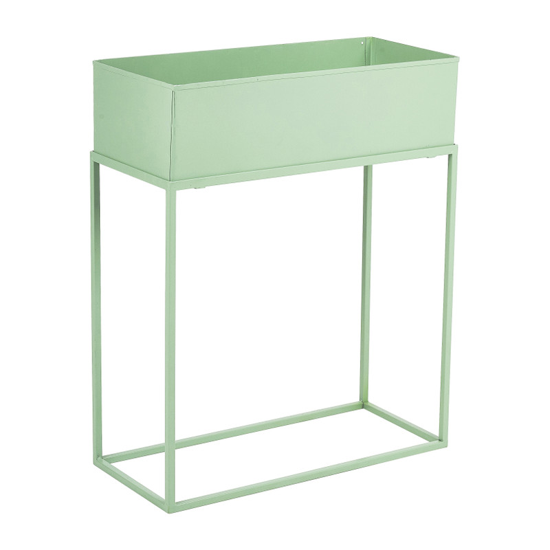 Bloembak metaal op standaard - groen - 45x20x55 cm