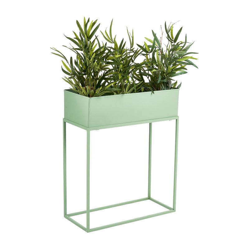 Bloembak metaal op standaard - groen - 45x20x55 cm