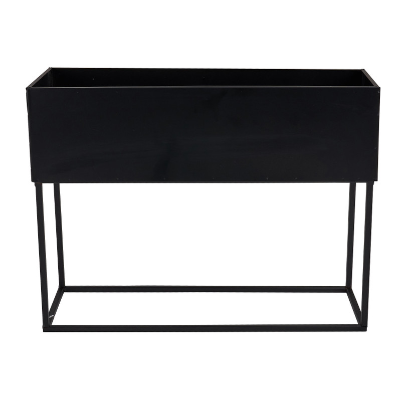 Bloembak metaal - zwart - 43x14x32 cm