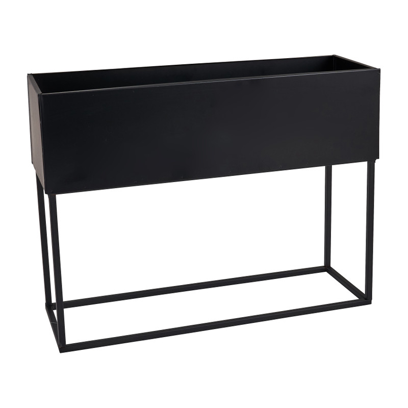 Bloembak metaal - zwart - 43x14x32 cm