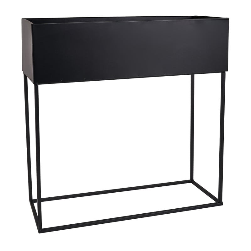 Bloembak metaal - zwart - 46x17x38 cm