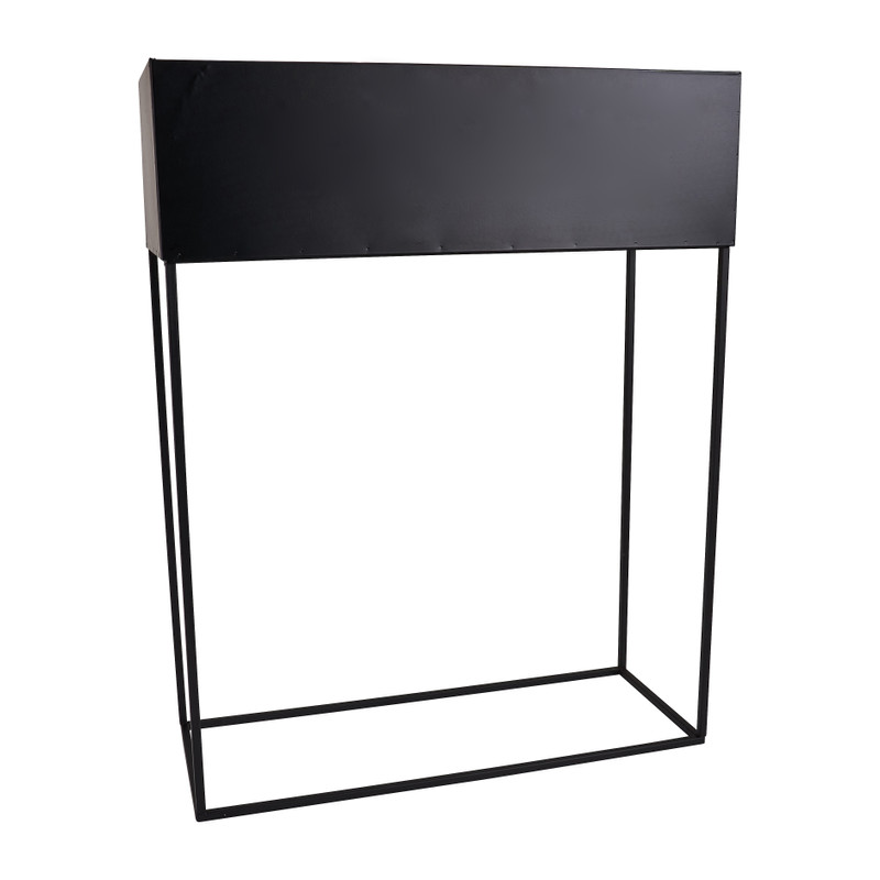 Bloembak metaal - zwart - 50x20x65 cm