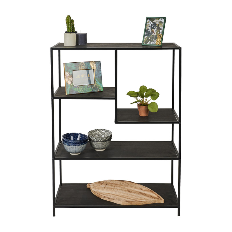 Vakkenkast Lewis - zwart - 75x30x100 cm