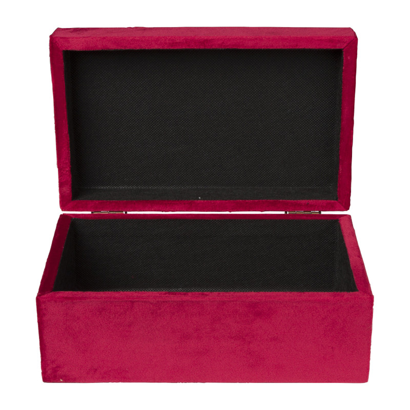 Kistje velvet - rood - ⌀23x14x10 cm