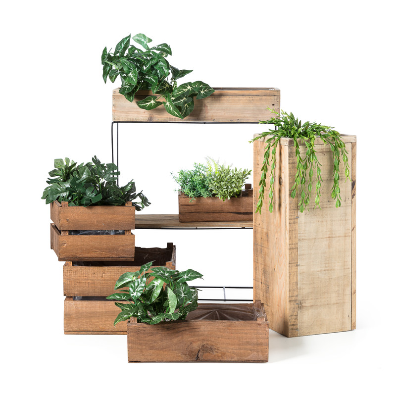 Plantenbak gerycled hout - 22x22x58cm