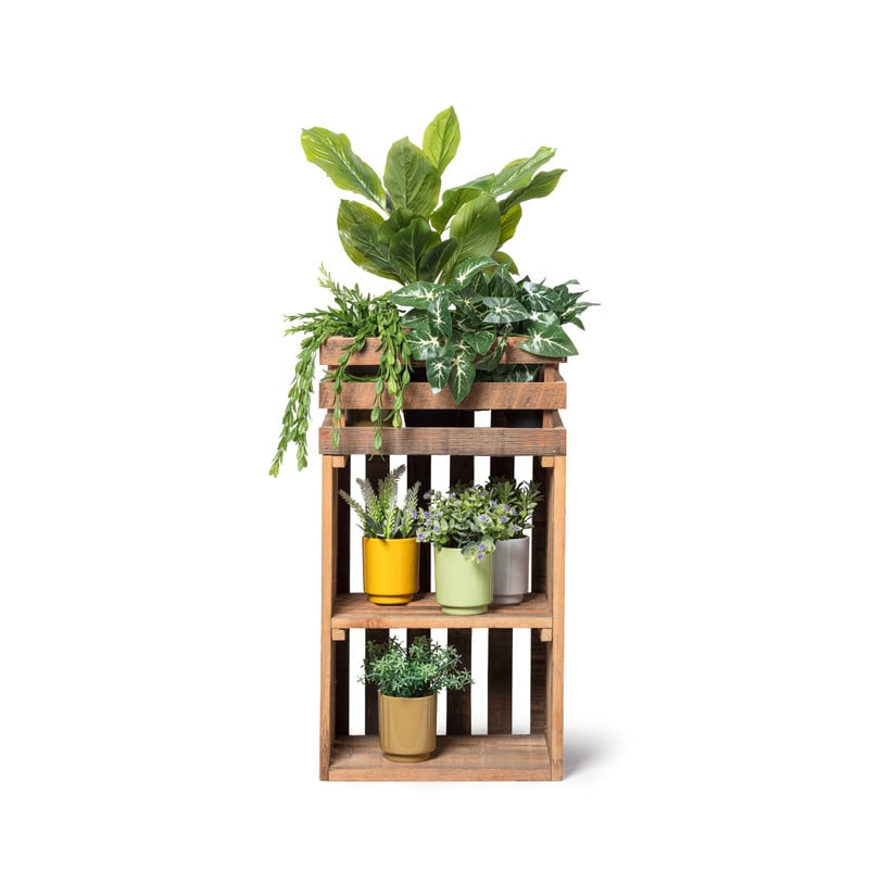 Recycle plantenbak met planken - 25x39x71cm