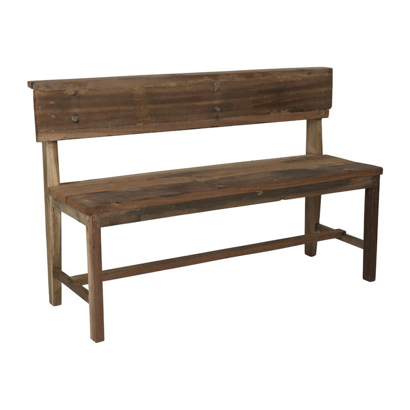 Bankje recycle met rugleuning - 132x44x83 cm