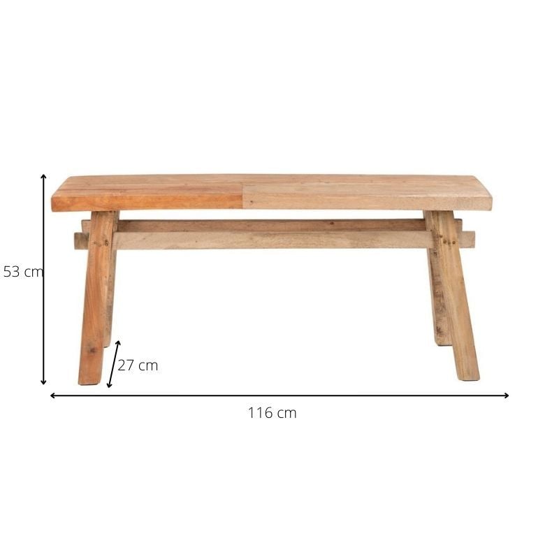 Bankje recycle Ubud - hout - 116 cm 