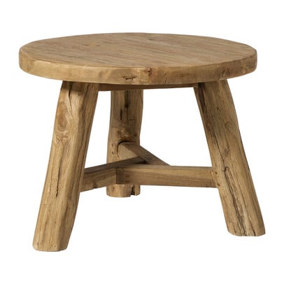 Bijzettafel recycled hout - bruin - ø50x38 cm