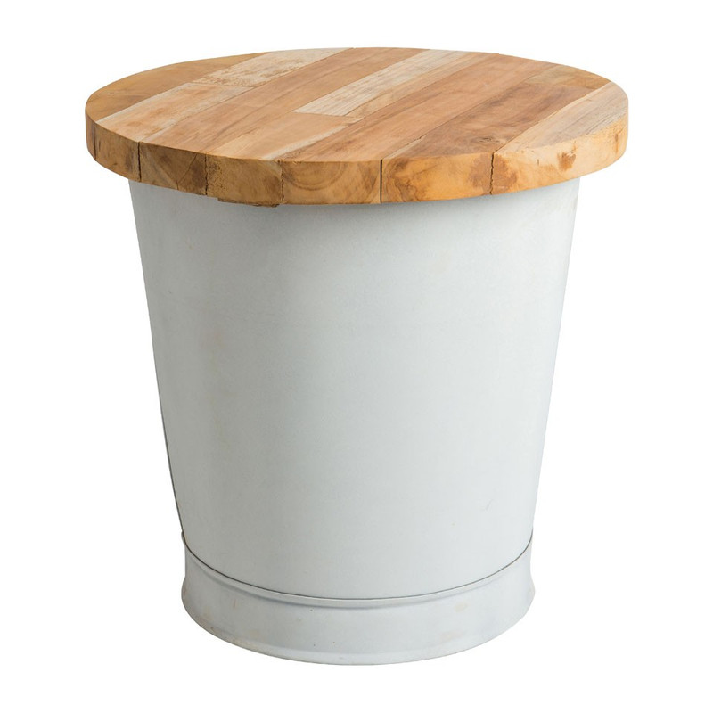 Tafeltje Bucket met teakblad - 45x45 cm