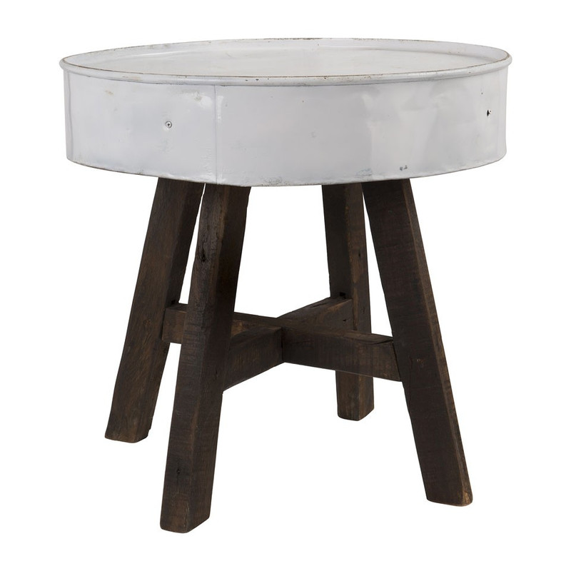 Recycle tafeltje met zinken blad - wit - 60x57 cm