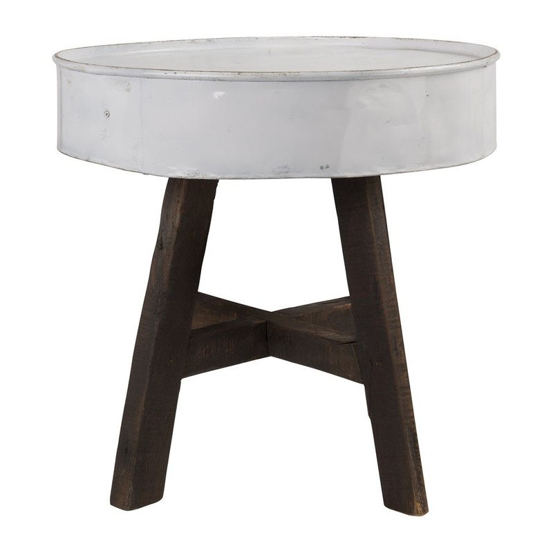 Recycle tafeltje met zinken blad - wit - 60x57 cm
