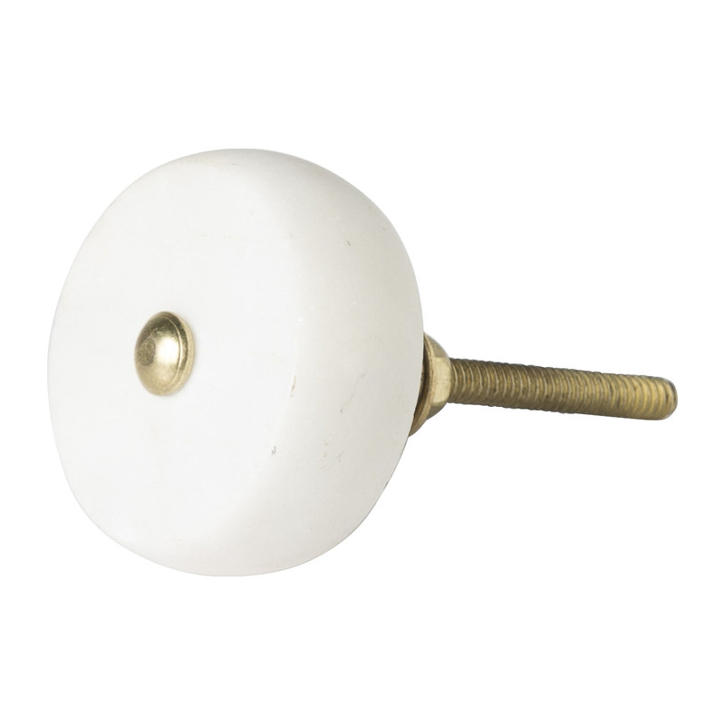 Meubelknop marmer rond - wit/goud - âŒ€4 cm