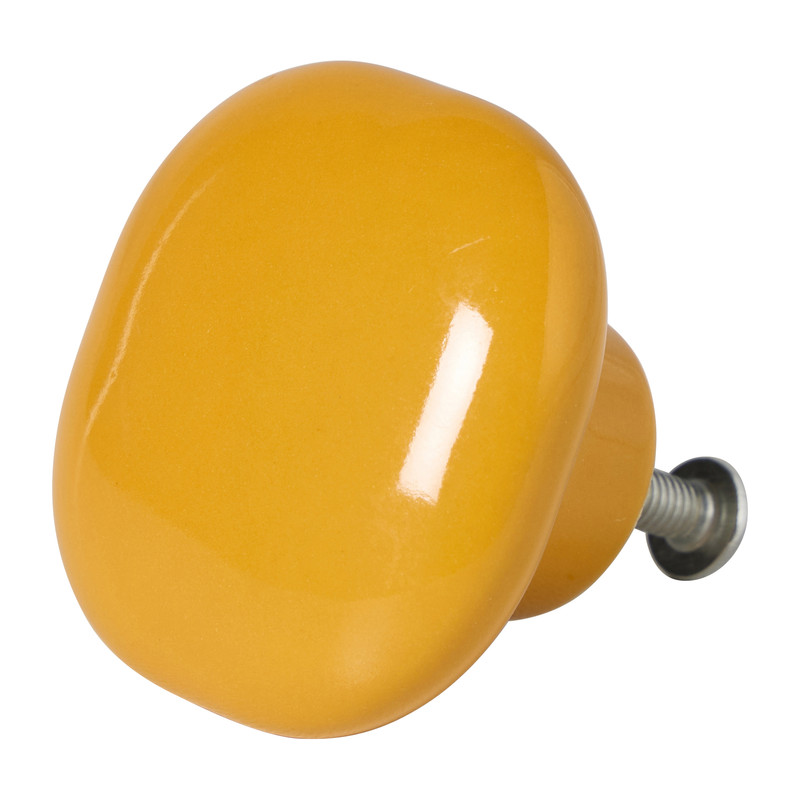 Deurknopje vierkant - geel - 3.8x3.8x2.7 cm