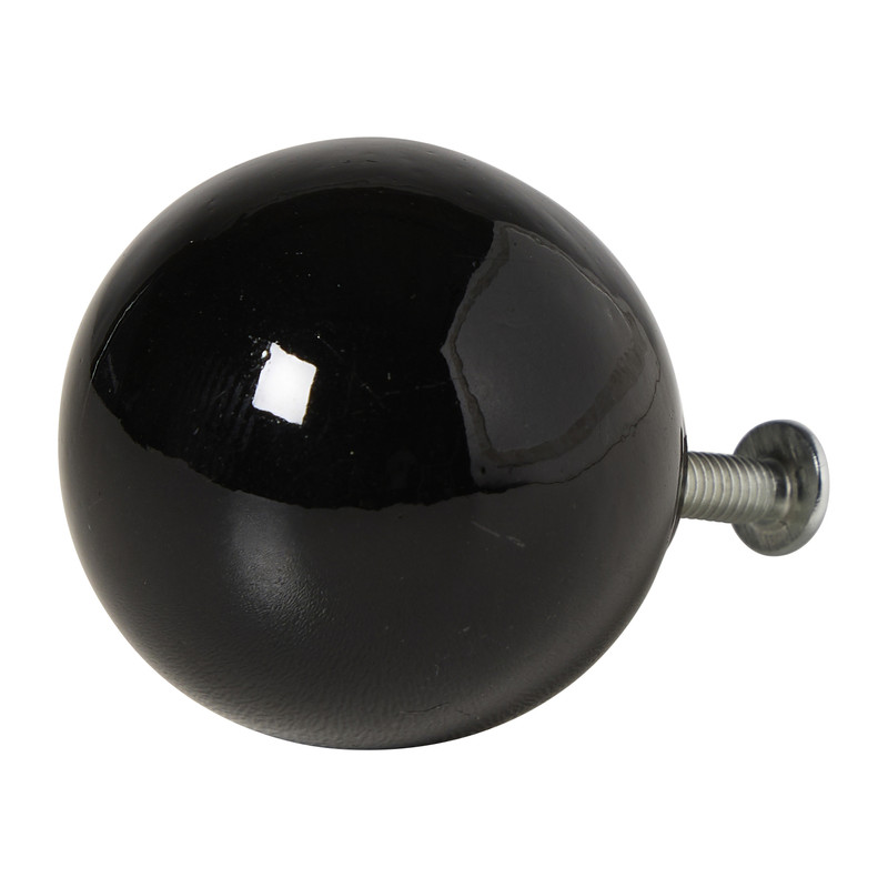 Deurknopje rond - zwart - ø3.3x3.5 cm