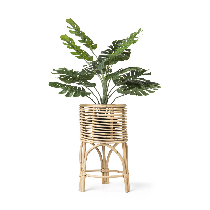Rotan plantenbak op voet - Ø28x48 cm