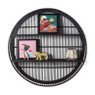 Wandkastje bamboe rond - zwart - ø75x12.5 cm
