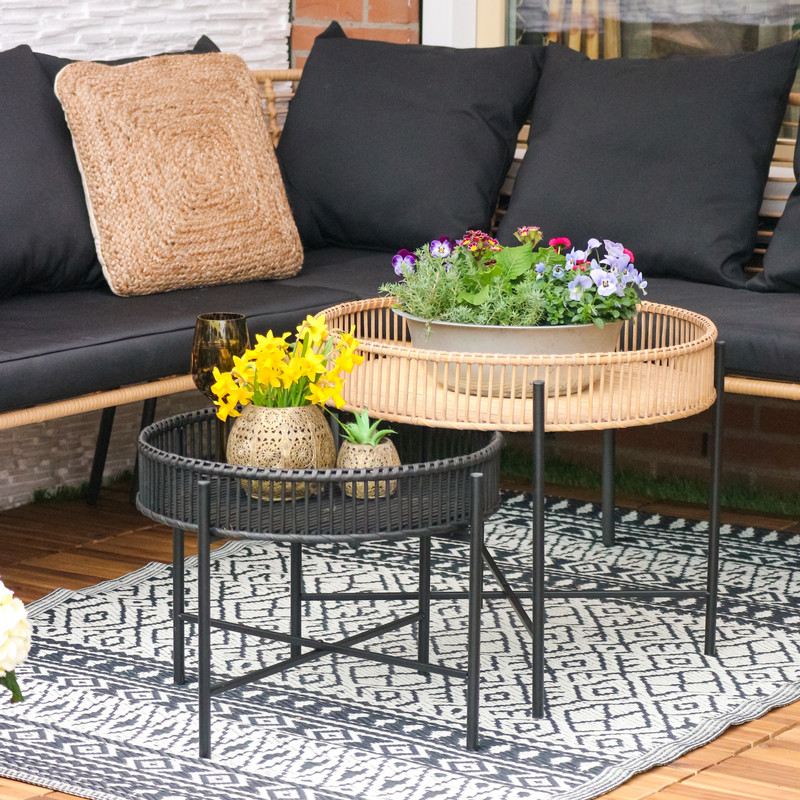 Bijzettafel met bamboe tray - ø49x40 cm