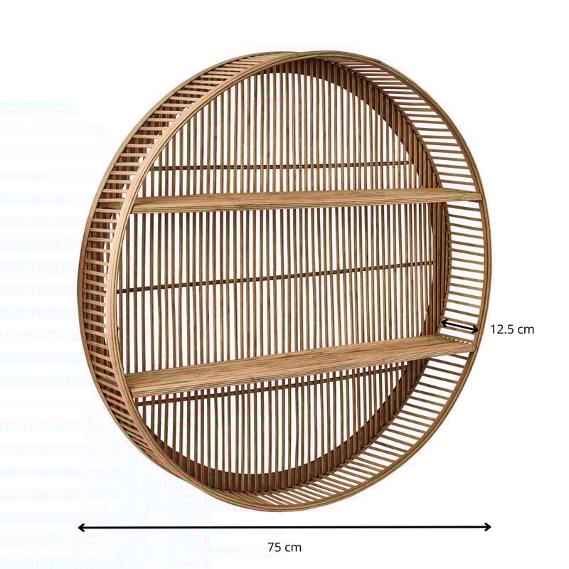 Wandkastje bamboe rond - ø75x12.5 cm