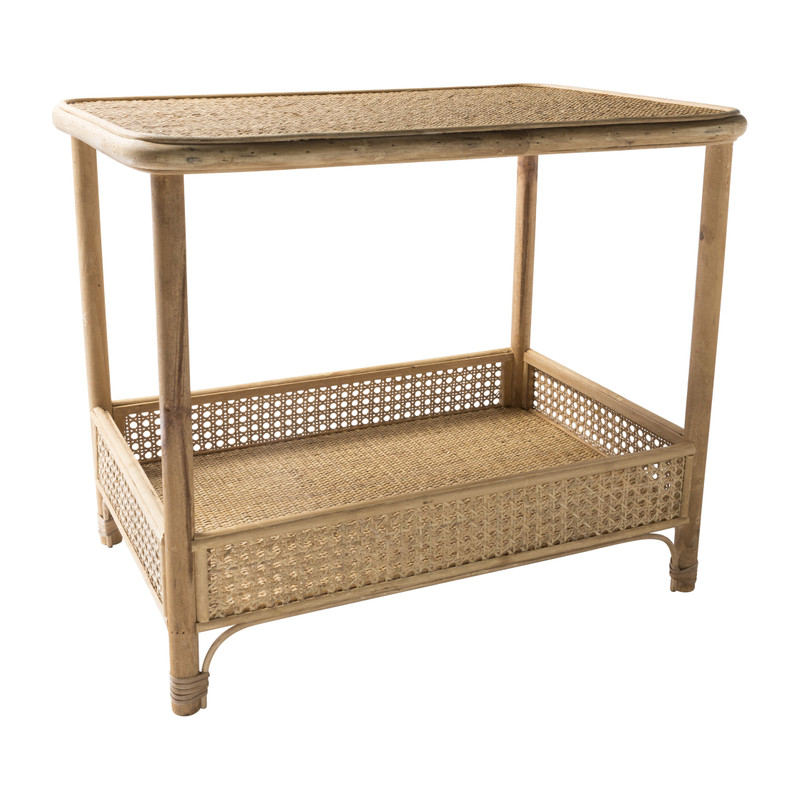 Rotan bijzettafel - rechthoek - 60x40x50 cm