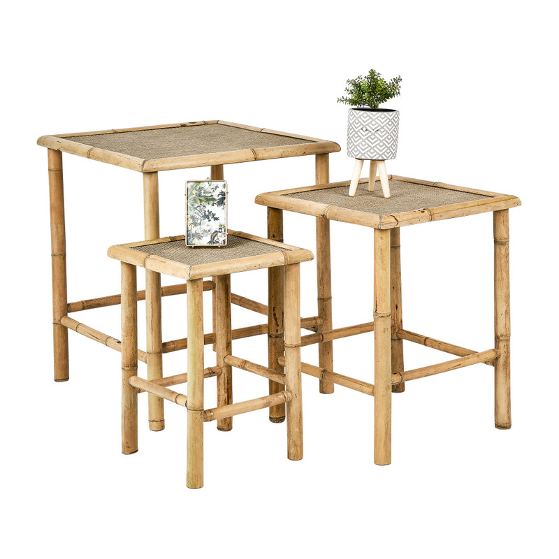 Bamboe bijzettafels - set van 3