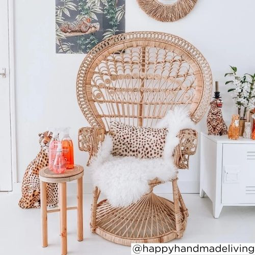 Rotan pauwentroon - 145x105x78 cm