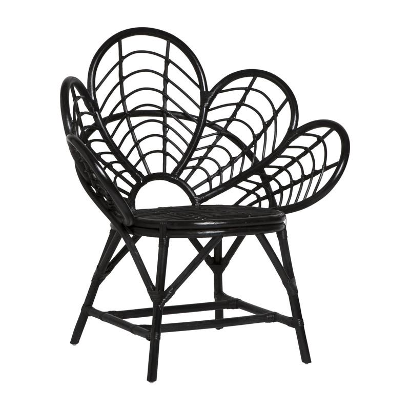 Rotan lotus kuipstoel - zwart - 97x89x64 cm