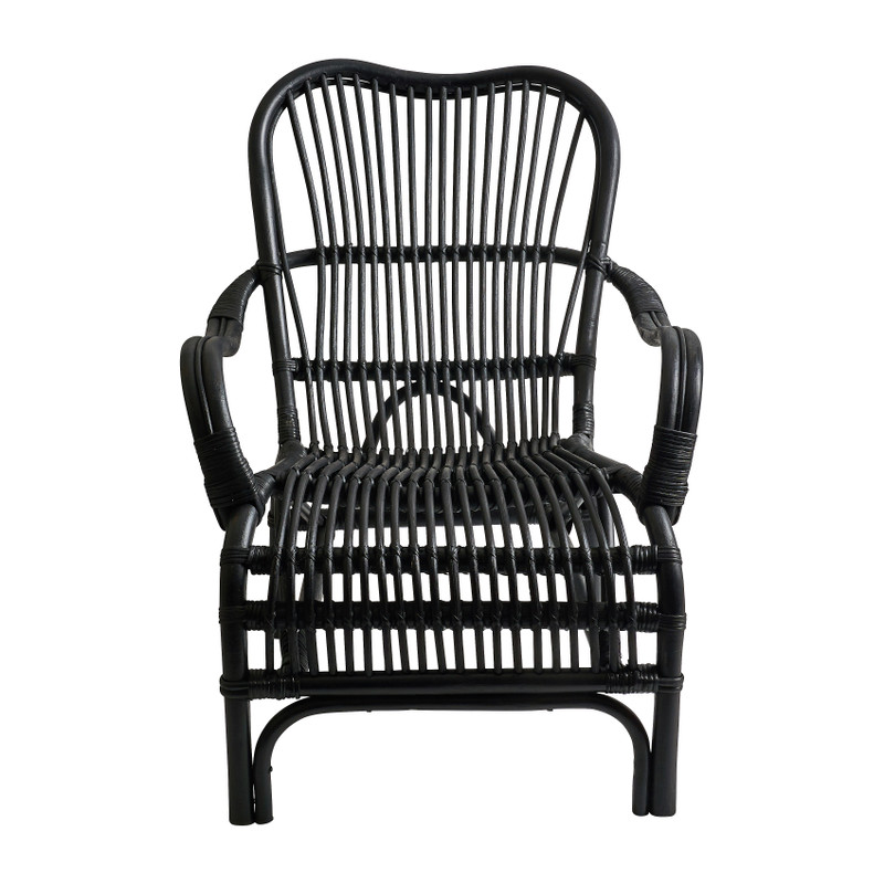 Rotan stoel bandung - zwart - 83x69x84 cm