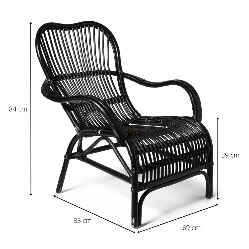 Sympathiek Volwassen consensus Rotan stoel bandung - zwart - 83x69x84 cm | Xenos