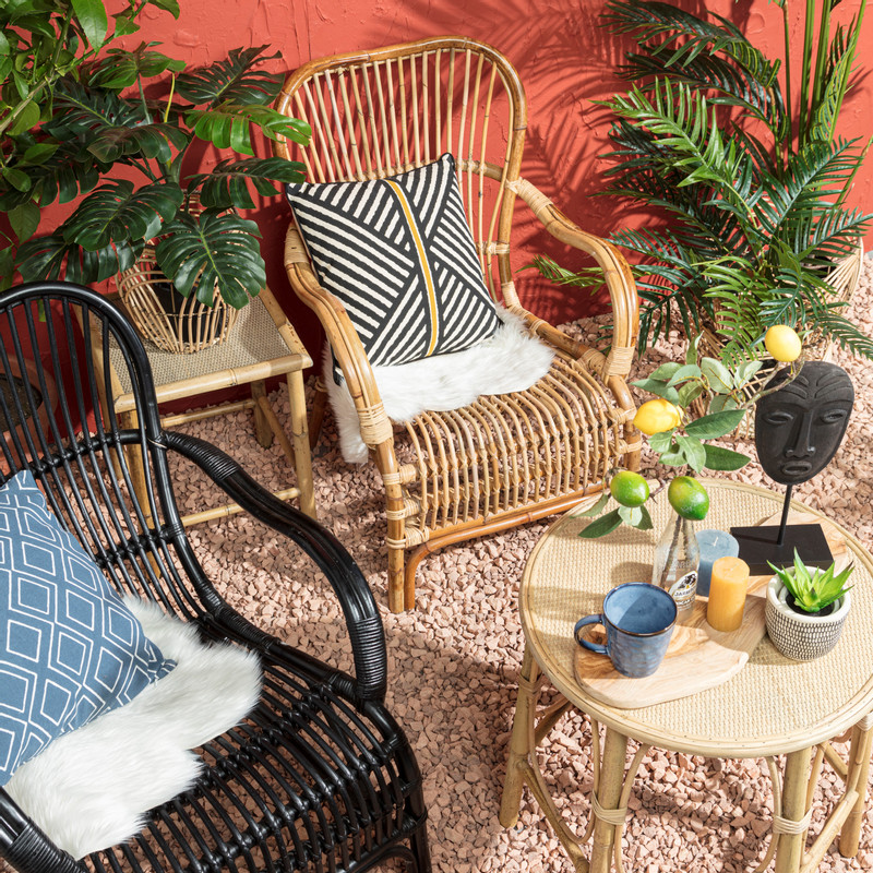 Rotan stoel bandung - zwart - 83x69x84 cm