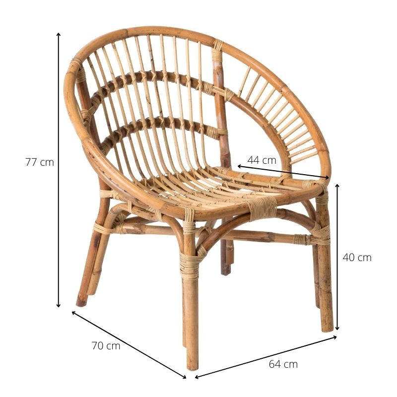 Rotan kuipstoel Semarang - bruin - 70x64x77 cm