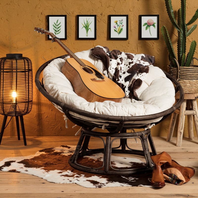 Rotan loungestoel Papasan - 113x84 cm