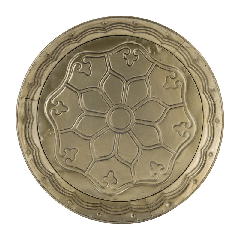 Metalen schaal met  bloem - zilver - 46 cm