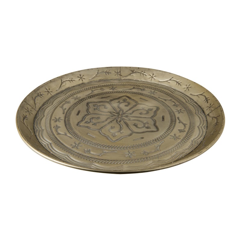 Schaal met bloemdessin - zilver - 54 cm