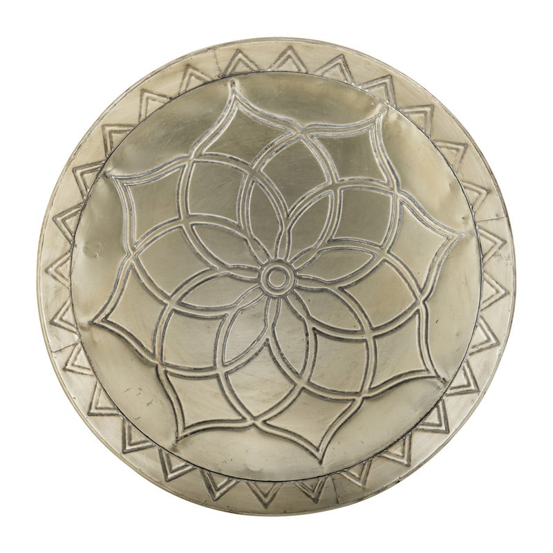 Schaal met bloemdessin - zilver - 63 cm