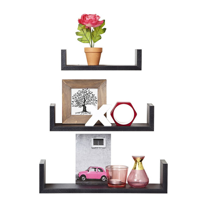 Wandplankjes 3 stuks zwart
