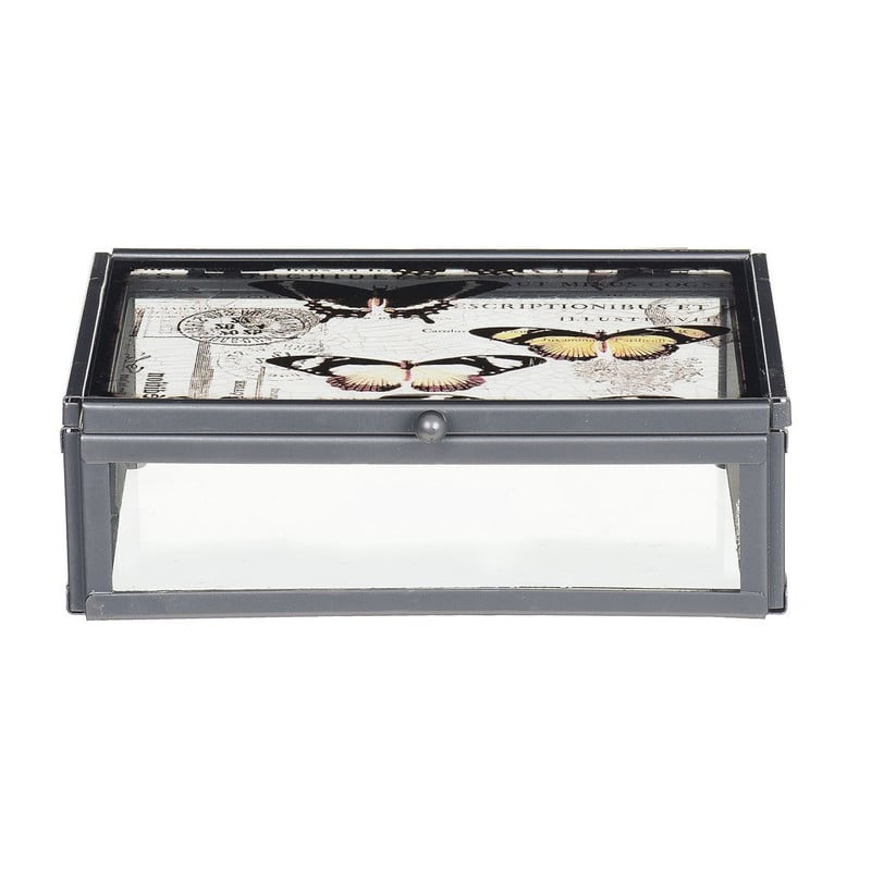 Glazen kistje vlinders -12x17x5.5 cm