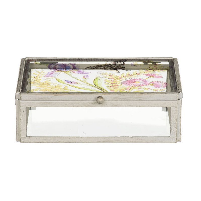 Glazen kistje bloem -12x17x5.5 cm