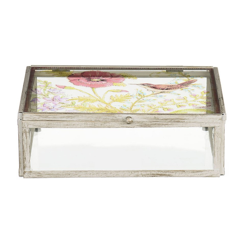 Glazen kistje bloem - 16x21x7 cm 