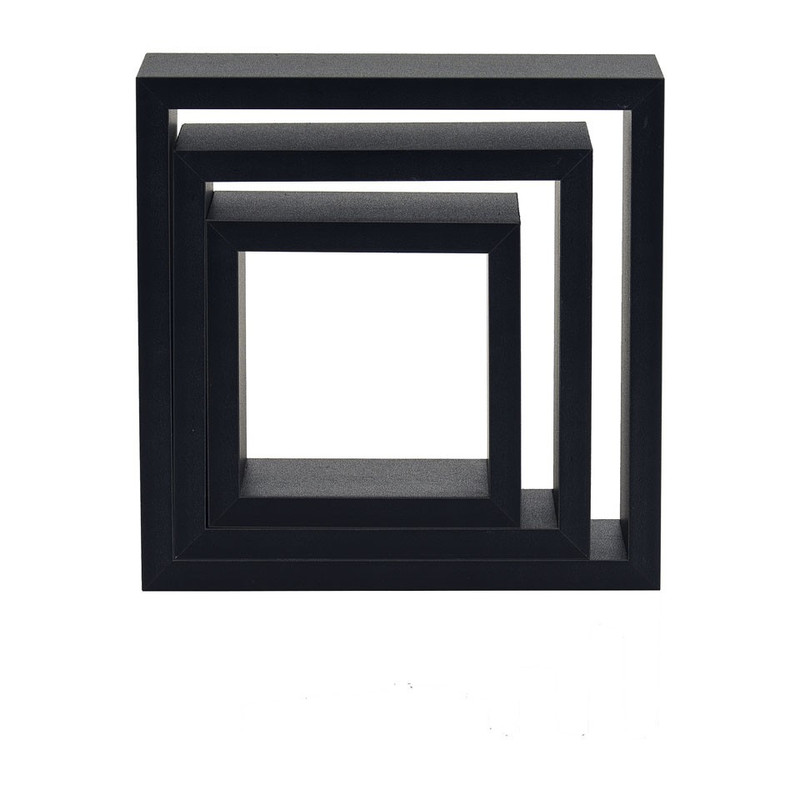 Wandkastje set van 3 zwart