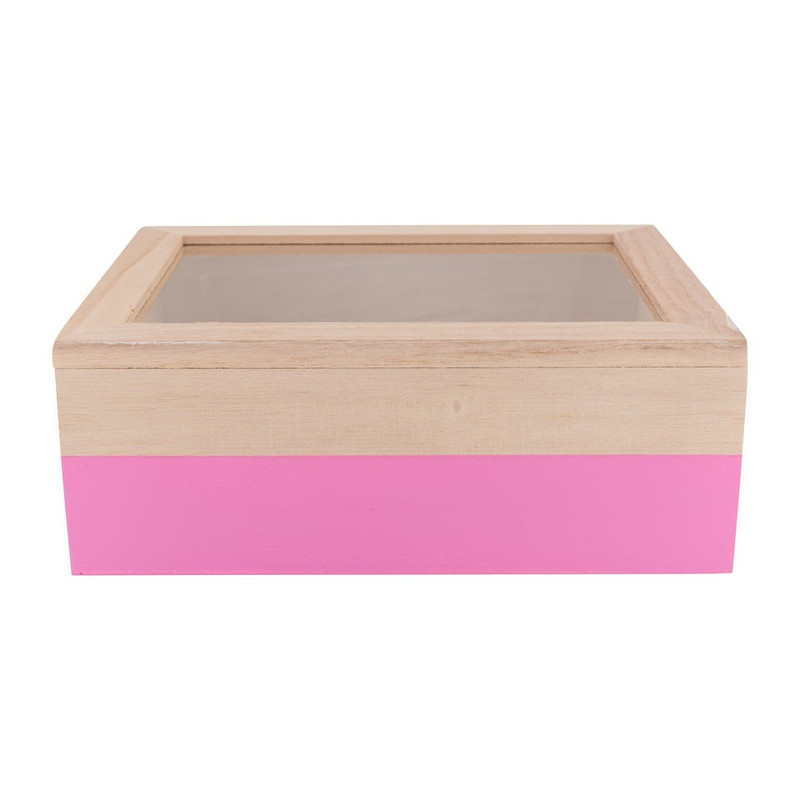 Kistje gedipt - 21x17x8 cm - roze