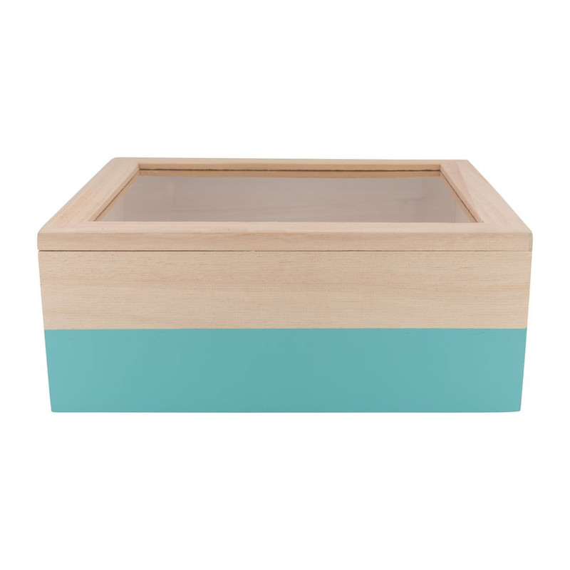 Kistje gedipt - 23x19x9 cm - blauw