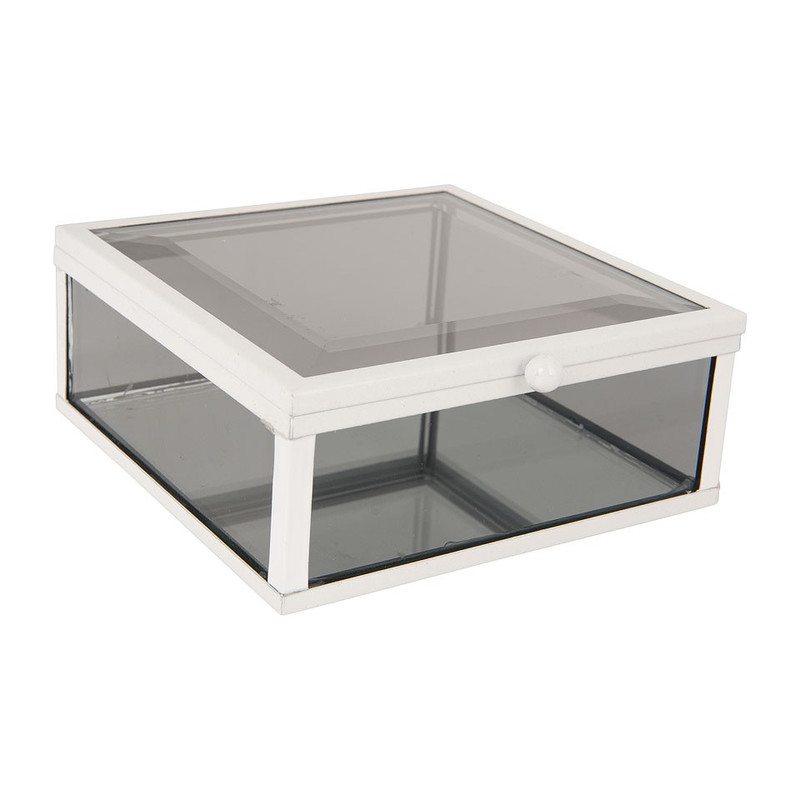 Glazen kistje vierkant - zwart - 12x12x5,5 cm