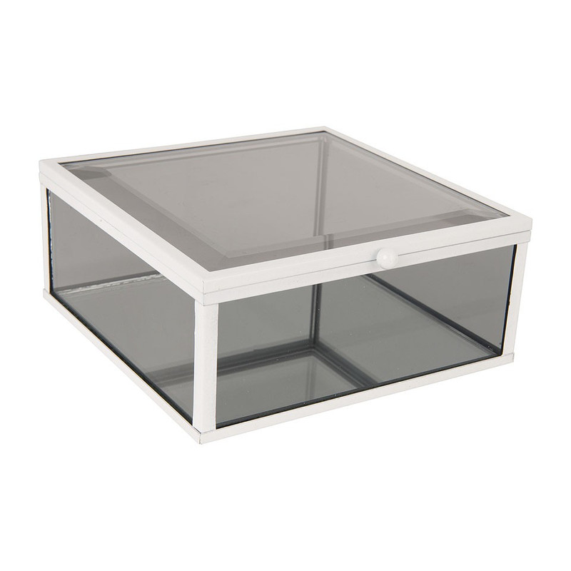 Glazen kistje vierkant - zwart - 15x15 cm