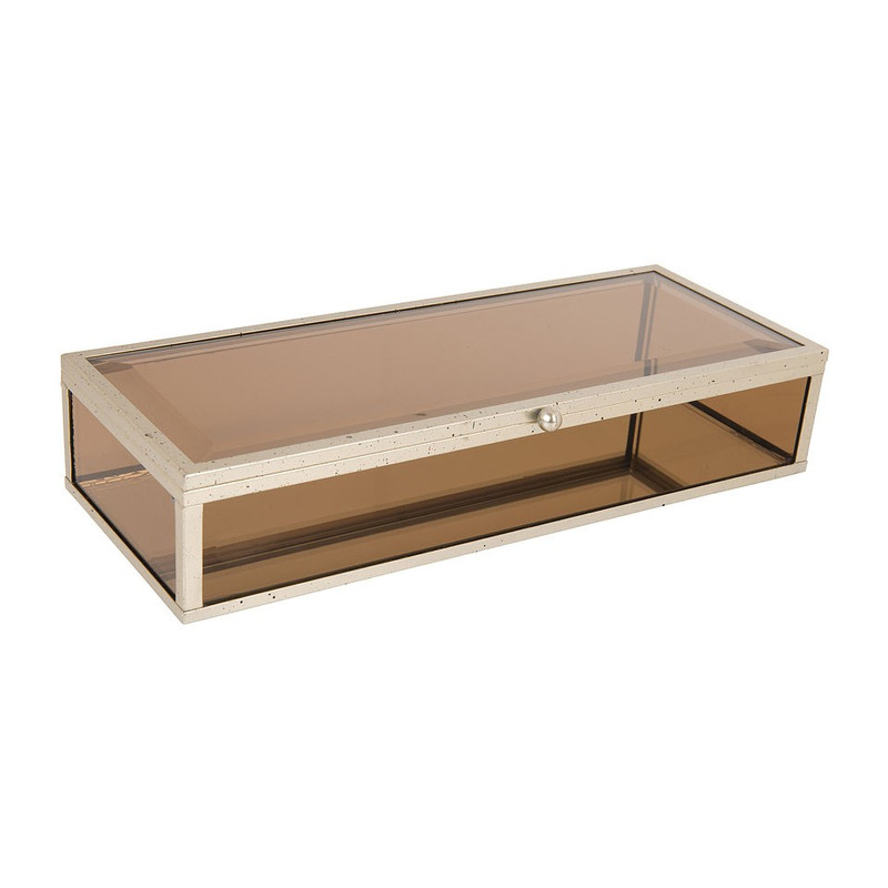 Glazen kistje rechthoek - bruin - 11x25,5x5 cm