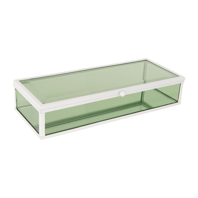 Glazen kistje rechthoek - groen - 15x12x17 cm