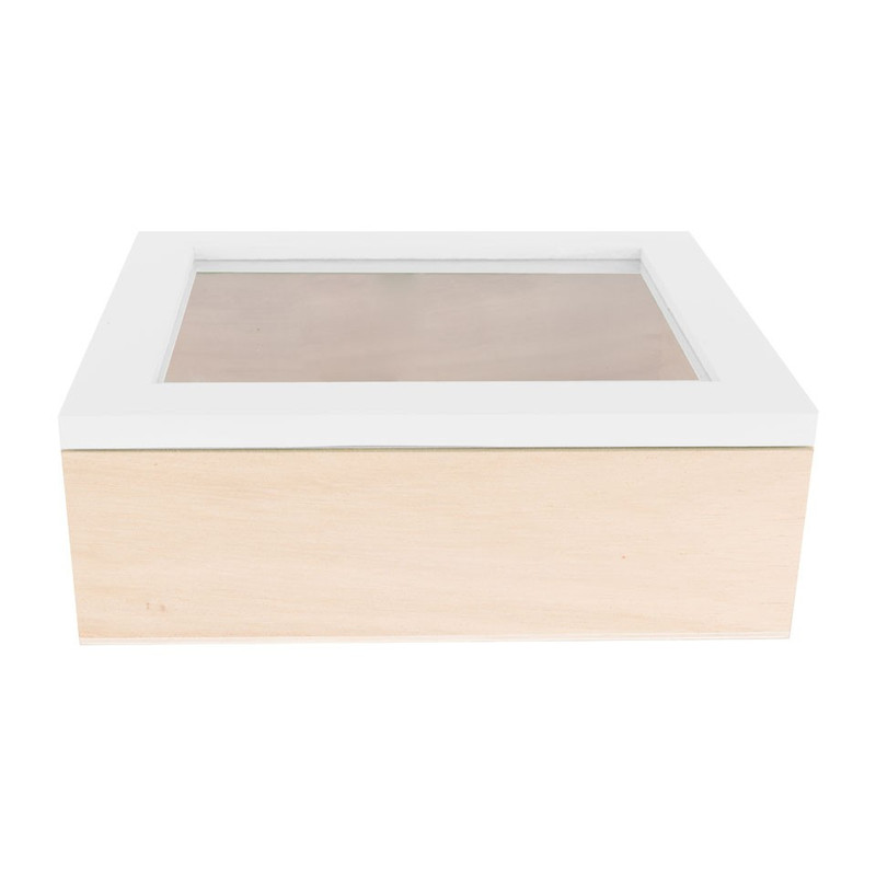 Kistje gedipt deksel - 18x15x6 cm - wit