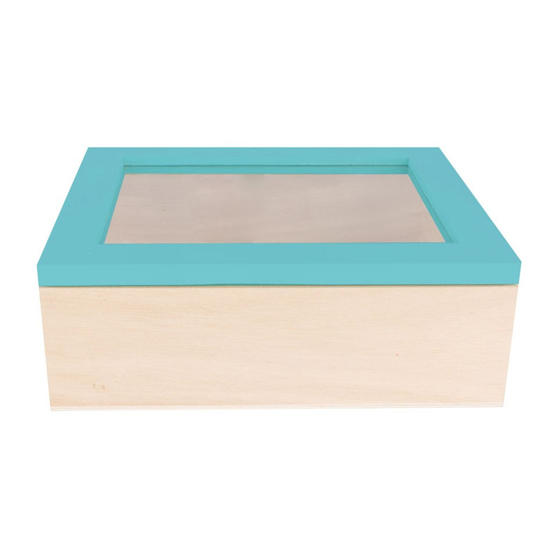 Kistje gedipt deksel - 18x15x6 cm - blauw