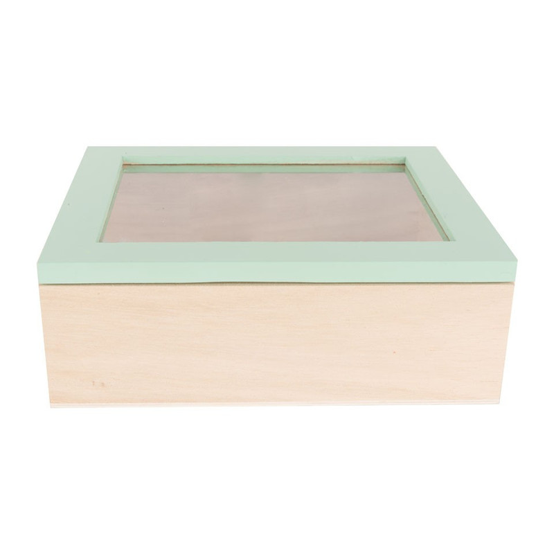 Kistje gedipt deksel - 18x15x6 cm - groen