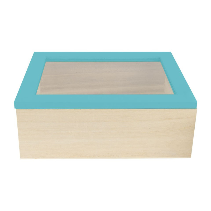 Kistje gedipt deksel - 21x17x8 cm - blauw